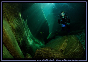 Diving the Verzasca River. Caroline my wife in one of the... by Michel Lonfat 